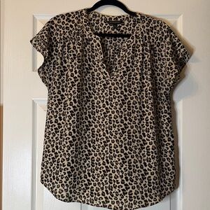 Banana Republic Animal Print Blouse - Black and Tan